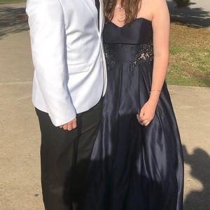 Dillard’s long navy blue ball gown